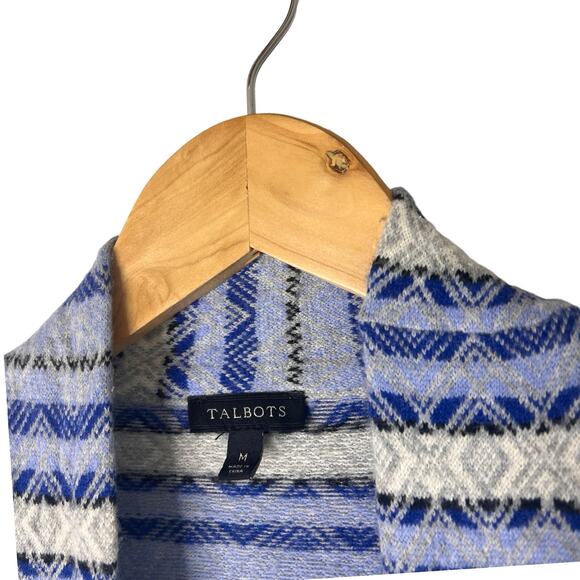 TALBOTS Women's Cardigan Sweater Wool Blend Blue Grey M - Picture 5 of 5